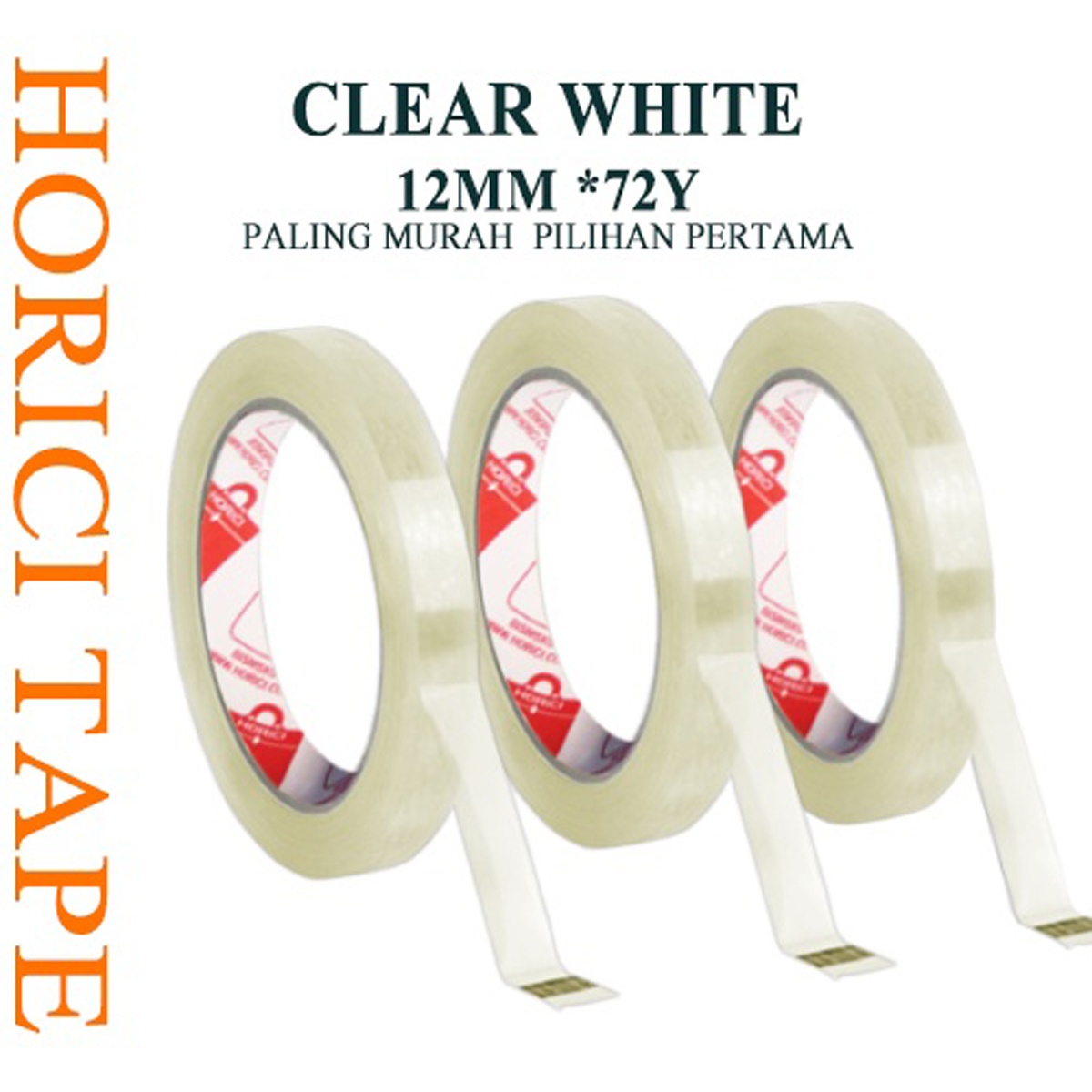 Lakban MEREK HORICI  Ukuran 12mm*72 yard BENING