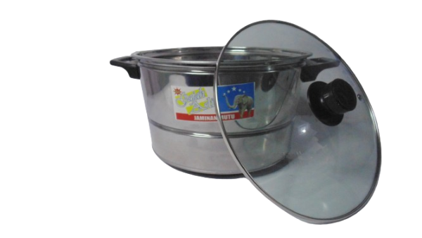 Panci / Dandang Nasi Tutup Kaca Bahan Stainless - Gambar 3