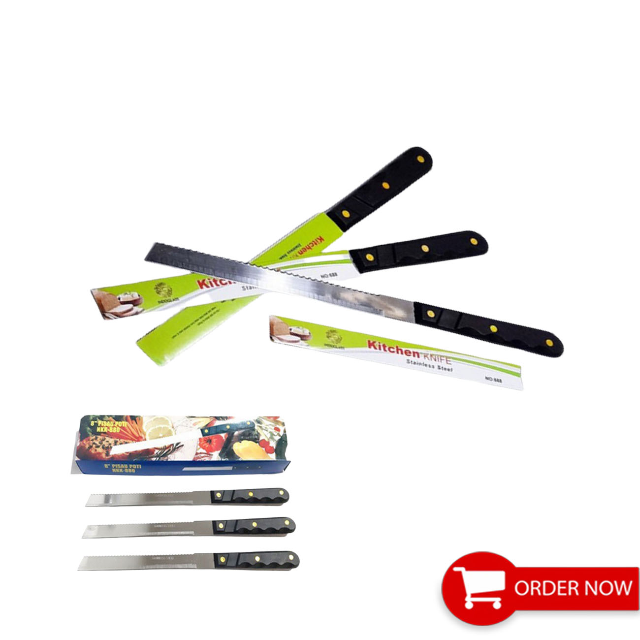 Pisau Roti / Bolu / Kue Tart / Pisau Roti 2 Sisi [Tajam Dan Gerigi] Bahan Stainless Steel