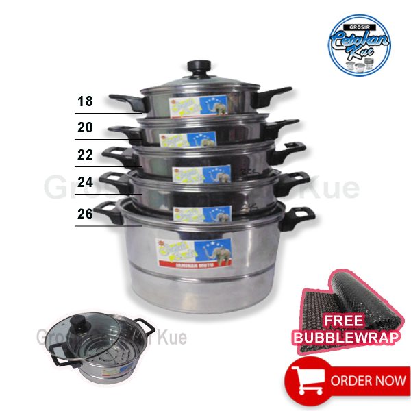 Panci / Dandang Nasi Tutup Kaca Bahan Stainless - Gambar 2