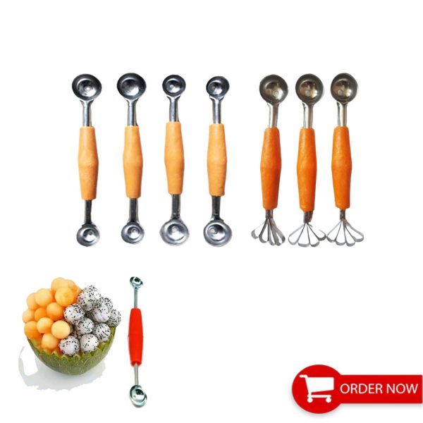 Sendok Koktail Kerokan Buah Gagang Plastik Orange - Gambar 3