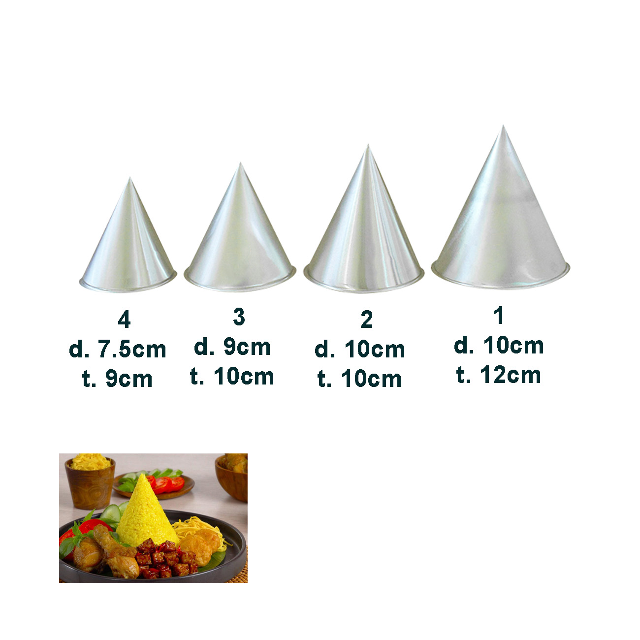 Cetaka Nasi Tumpeng Model Kerucut ukuran Mini