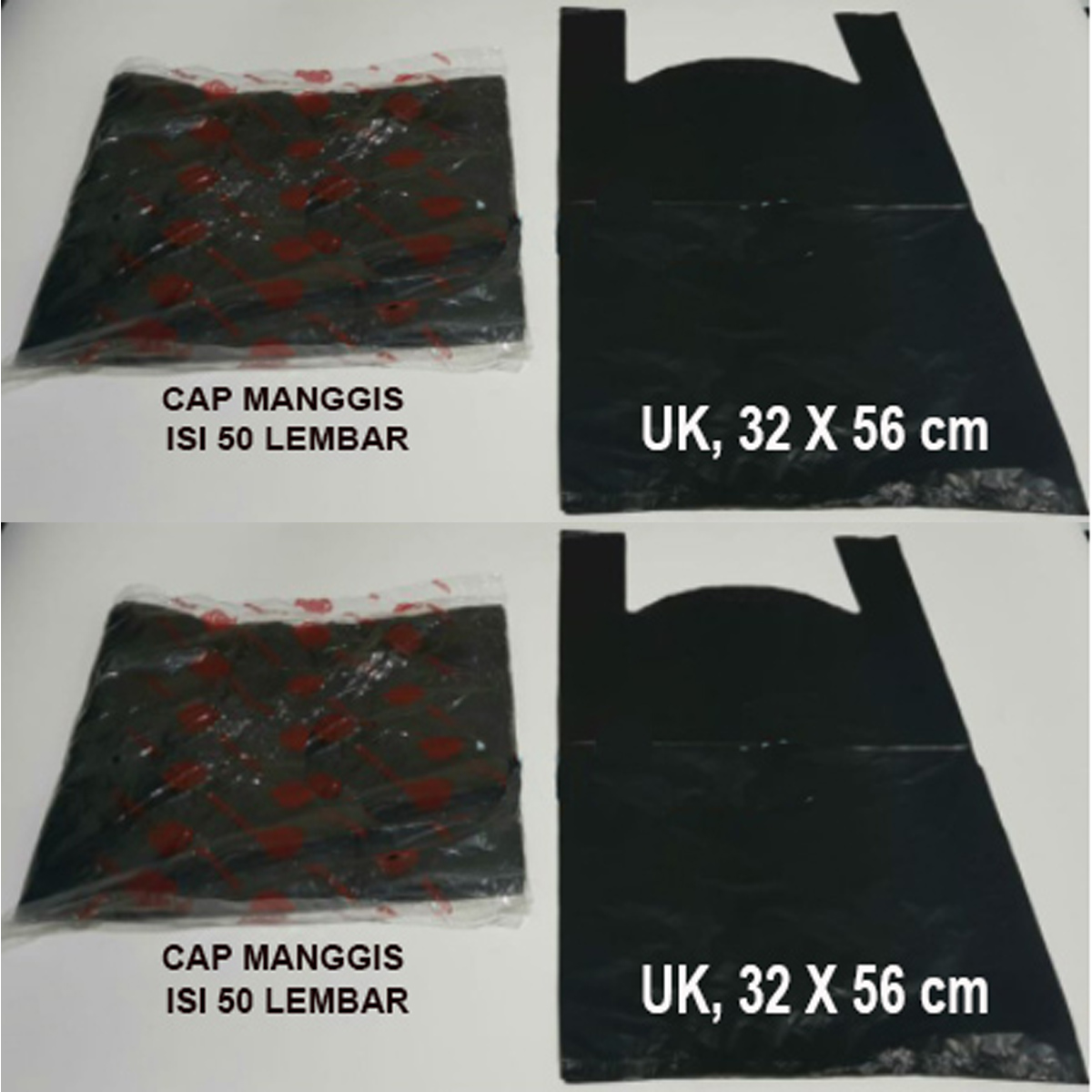 ISI 50 LEMBAR - KANTONG KRESEK UK. 32 X 56cm CAP MANGGIS WARNA HITAM