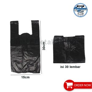 ISI 30 LEMBAR - KANTONG PLASTIK / KRESEK UK.15 X 30 CAP MANGGIS WARNA HITAM