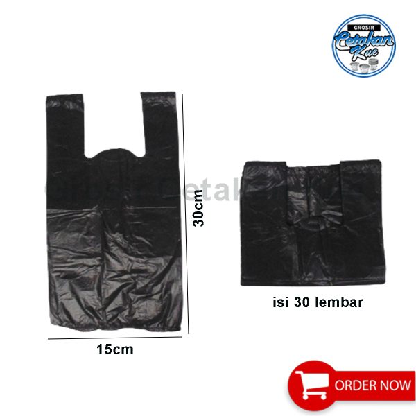 ISI 30 LEMBAR - KANTONG PLASTIK / KRESEK UK.15 X 30 CAP MANGGIS WARNA HITAM