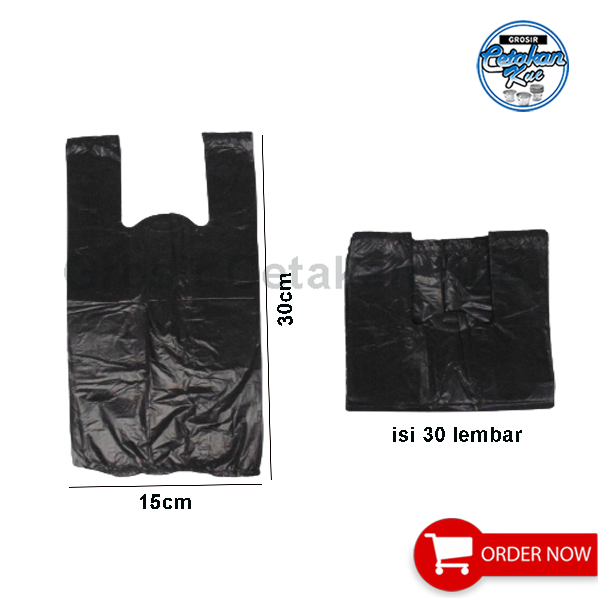 ISI 30 LEMBAR - KANTONG PLASTIK / KRESEK UK.15 X 30 CAP MANGGIS WARNA HITAM